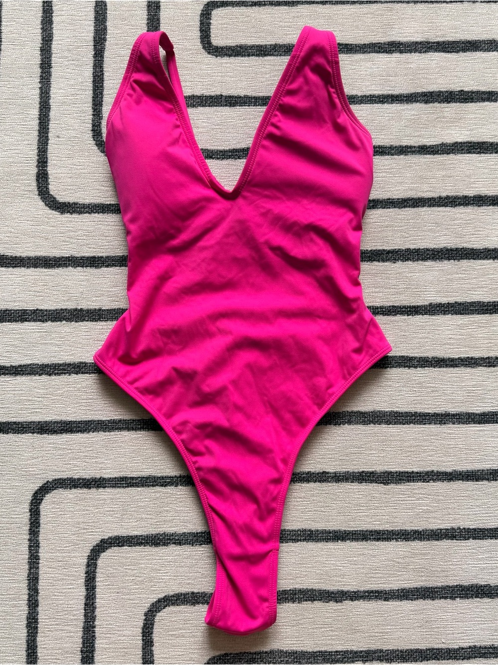 TA3 Plungey Hi Cut One Piece Swimsuit in Hot Pink - Picture 7 of 9